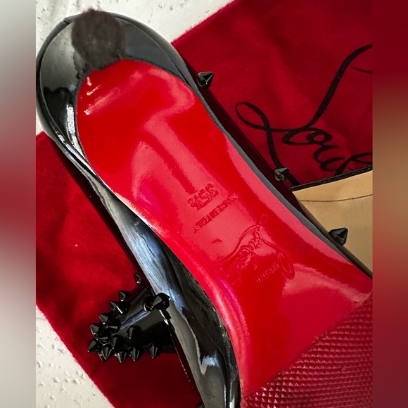 Christian Louboutin Black Patent Leather Diamond Spike Pumps 35 1/2 (US 5.5) - Picture 13 of 14